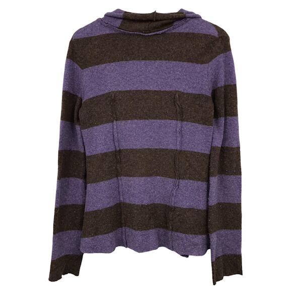 Free People Striped Cardigan M Off-Centered Button Front Wool Blend Long Sleeve - Picture 2 of 6